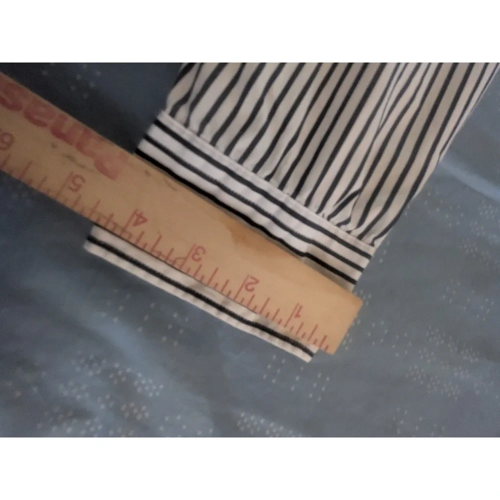 Lauren Ralph Lauren Womens 1X Blue White Striped‎ Cotton Button Front Shirt